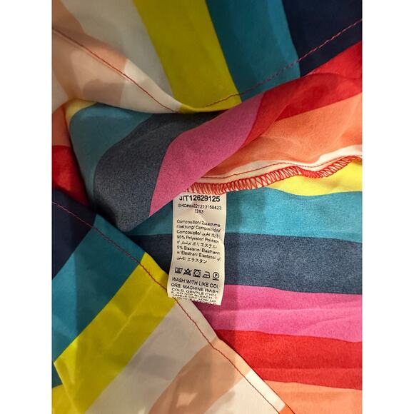 SHEIN VCAY Multicolor Rainbow Stripe Ruffle Sleeve Dress – Size M – NWT - Picture 9 of 11